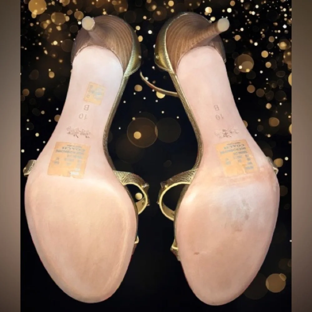 NWOT, Coach “May” Metallic Gold, Polished Pebble leather Shoe/Sandal sz 10 B - Picture 7 of 7